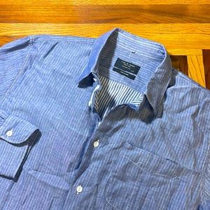 Rag & Bone mens L Large blue stripe button up casual soft shirt EUC